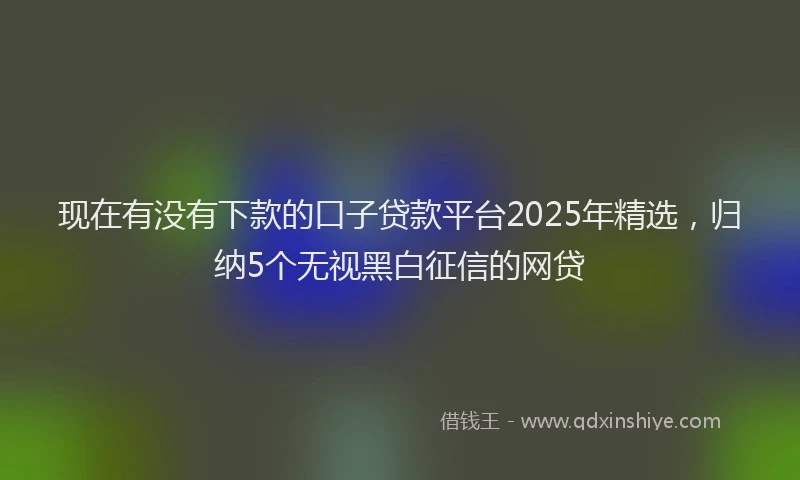 现在有没有下款的口子贷款平台2025年精选，归纳5个无视黑白征信的网贷