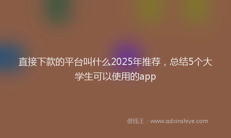 直接下款的平台叫什么2025年推荐，总结5个大学生可以使用的app