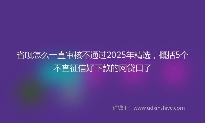省呗怎么一直审核不通过2025年精选，概括5个不查征信好下款的网贷口子