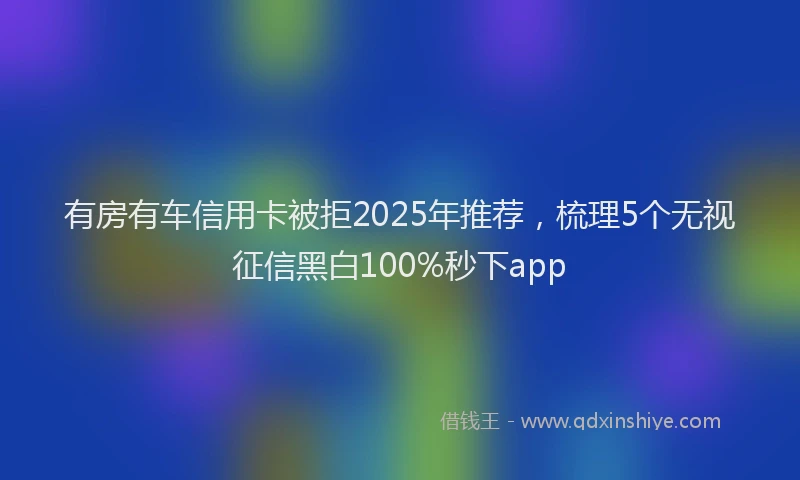 有房有车信用卡被拒2025年推荐，梳理5个无视征信黑白100%秒下app