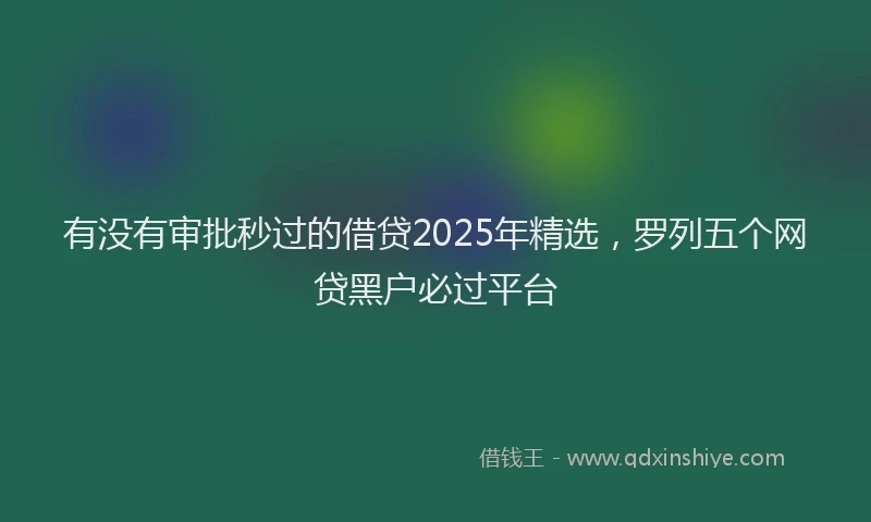 有没有审批秒过的借贷2025年精选，罗列五个网贷黑户必过平台