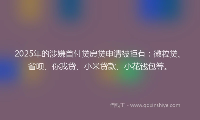 2025年的涉嫌首付贷房贷申请被拒有：微粒贷、省呗、你我贷、小米贷款、小花钱包等。