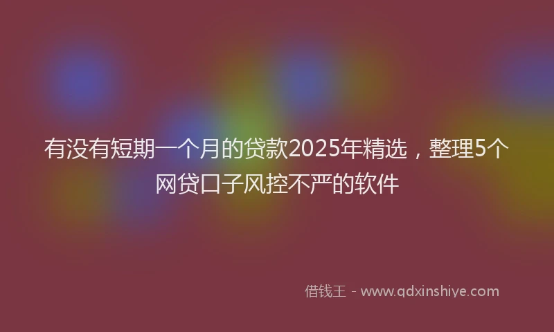 有没有短期一个月的贷款2025年精选，整理5个网贷口子风控不严的软件