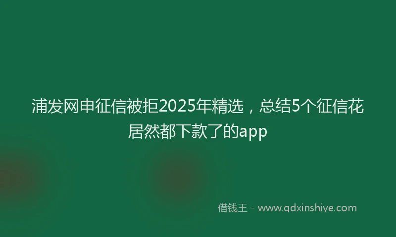 浦发网申征信被拒2025年精选，总结5个征信花居然都下款了的app