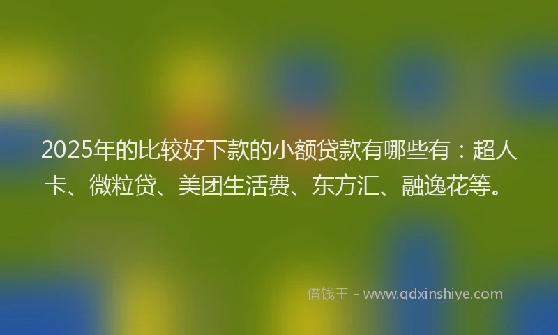 2025年的比较好下款的小额贷款有哪些有：超人卡、微粒贷、美团生活费、东方汇、融逸花等。