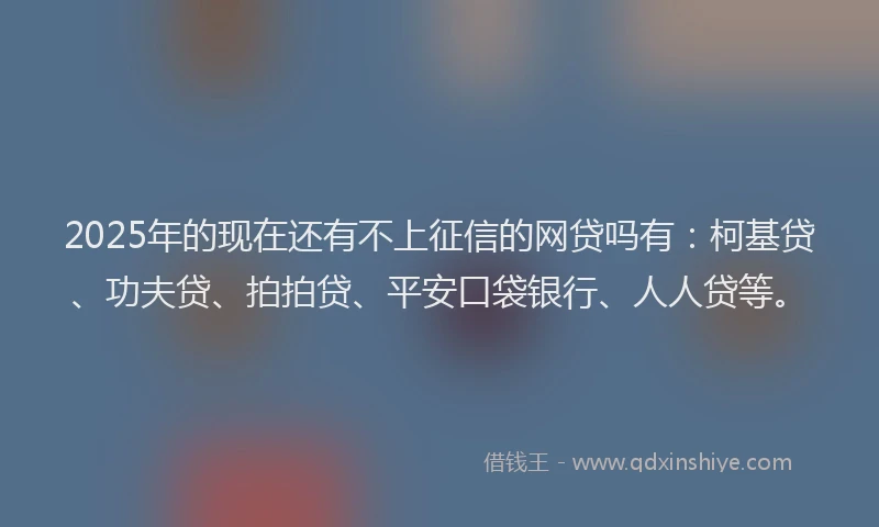 2025年的现在还有不上征信的网贷吗有：柯基贷、功夫贷、拍拍贷、平安口袋银行、人人贷等。