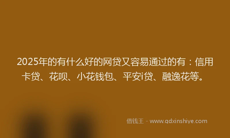 2025年的有什么好的网贷又容易通过的有：信用卡贷、花呗、小花钱包、平安i贷、融逸花等。