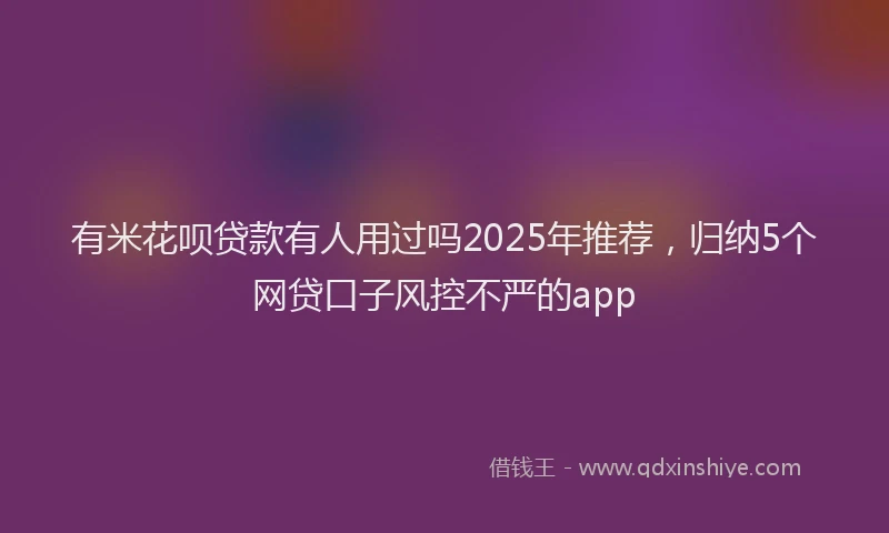 有米花呗贷款有人用过吗2025年推荐，归纳5个网贷口子风控不严的app