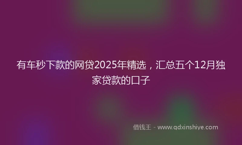 有车秒下款的网贷2025年精选，汇总五个12月独家贷款的口子
