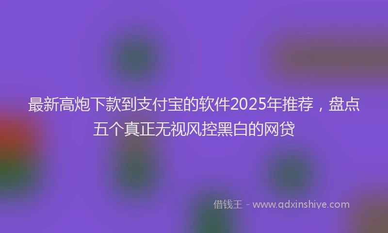 最新高炮下款到支付宝的软件2025年推荐，盘点五个真正无视风控黑白的网贷