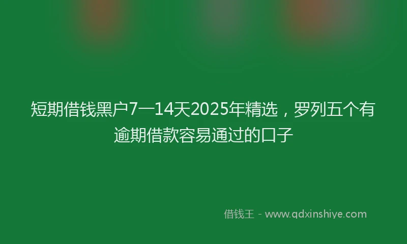 短期借钱黑户7一14天2025年精选，罗列五个有逾期借款容易通过的口子