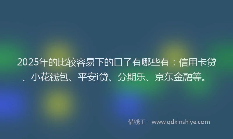2025年的比较容易下的口子有哪些有：信用卡贷、小花钱包、平安i贷、分期乐、京东金融等。