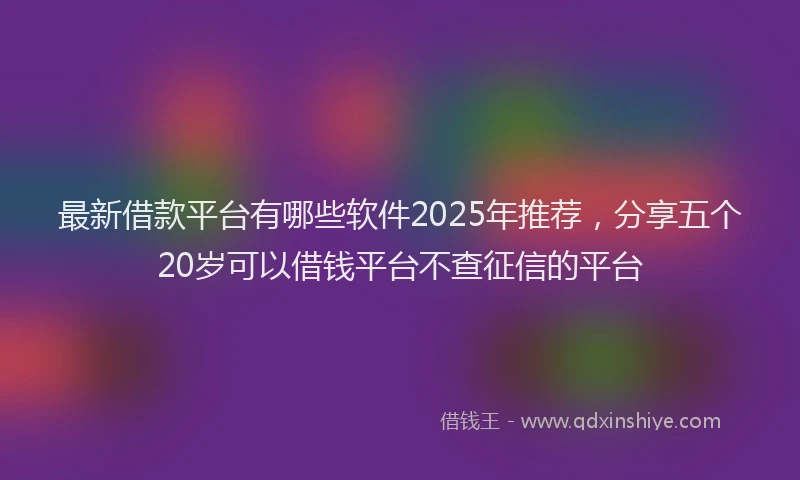 最新借款平台有哪些软件2025年推荐，分享五个20岁可以借钱平台不查征信的平台
