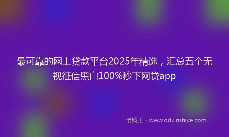 最可靠的网上贷款平台2025年精选，汇总五个无视征信黑白100%秒下网贷app