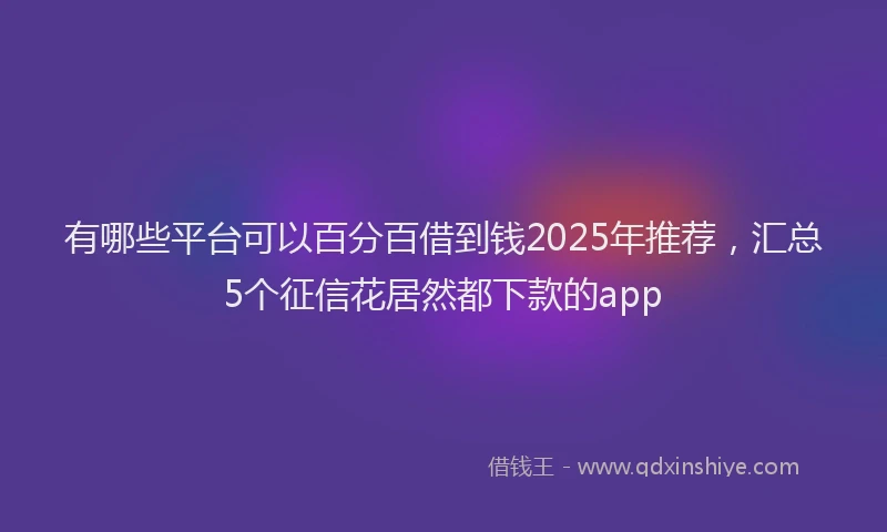 有哪些平台可以百分百借到钱2025年推荐，汇总5个征信花居然都下款的app