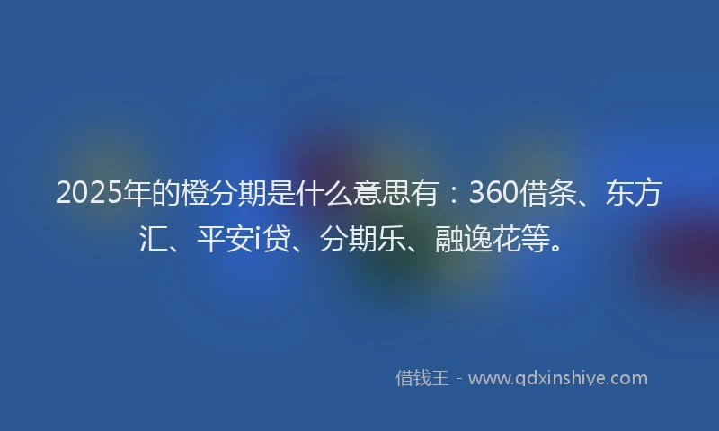 2025年的橙分期是什么意思有：360借条、东方汇、平安i贷、分期乐、融逸花等。