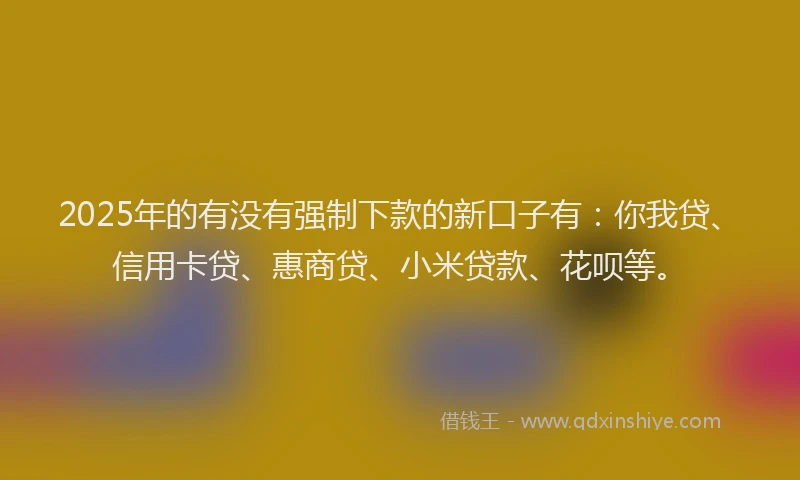 2025年的有没有强制下款的新口子有：你我贷、信用卡贷、惠商贷、小米贷款、花呗等。