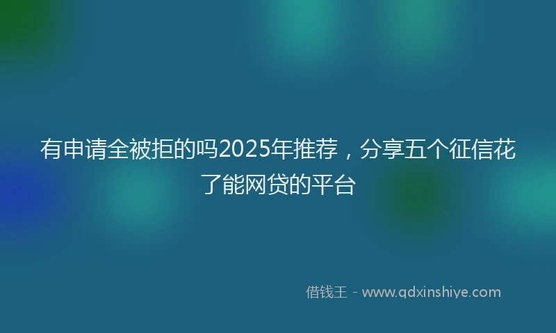 有申请全被拒的吗2025年推荐，分享五个征信花了能网贷的平台