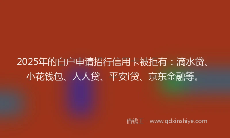 2025年的白户申请招行信用卡被拒有：滴水贷、小花钱包、人人贷、平安i贷、京东金融等。