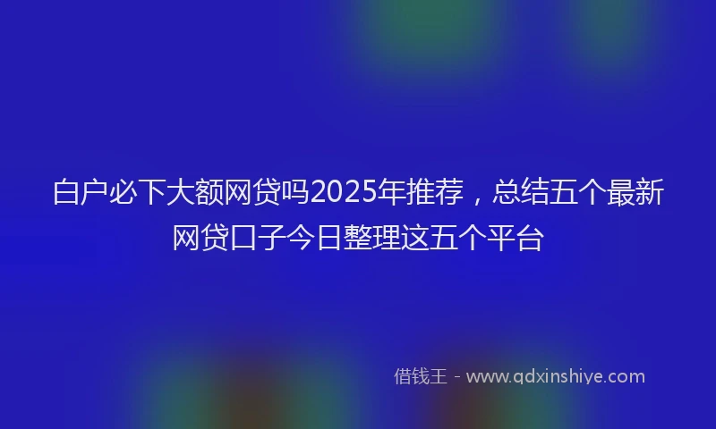 白户必下大额网贷吗2025年推荐，总结五个最新网贷口子今日整理这五个平台