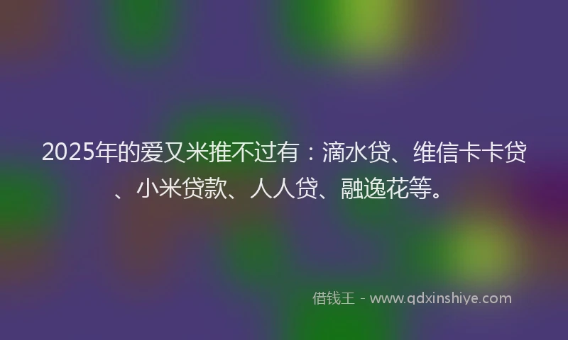 2025年的爱又米推不过有：滴水贷、维信卡卡贷、小米贷款、人人贷、融逸花等。