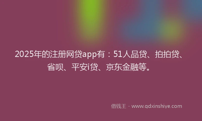 2025年的注册网贷app有：51人品贷、拍拍贷、省呗、平安i贷、京东金融等。