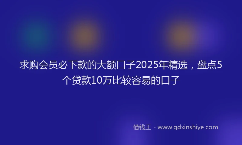 求购会员必下款的大额口子2025年精选，盘点5个贷款10万比较容易的口子