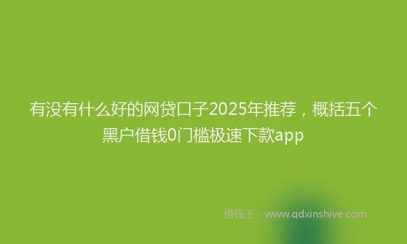 有没有什么好的网贷口子2025年推荐，概括五个黑户借钱0门槛极速下款app