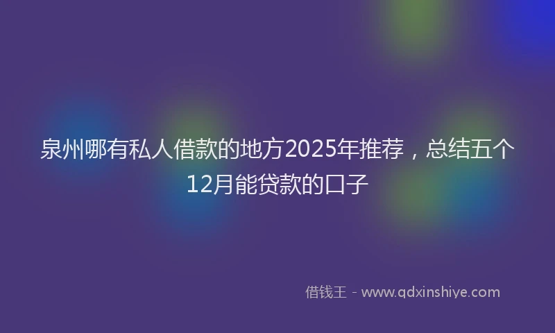 泉州哪有私人借款的地方2025年推荐，总结五个12月能贷款的口子