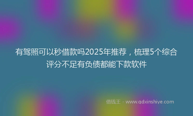 有驾照可以秒借款吗2025年推荐，梳理5个综合评分不足有负债都能下款软件