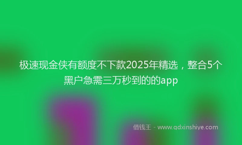极速现金侠有额度不下款2025年精选，整合5个黑户急需三万秒到的的app