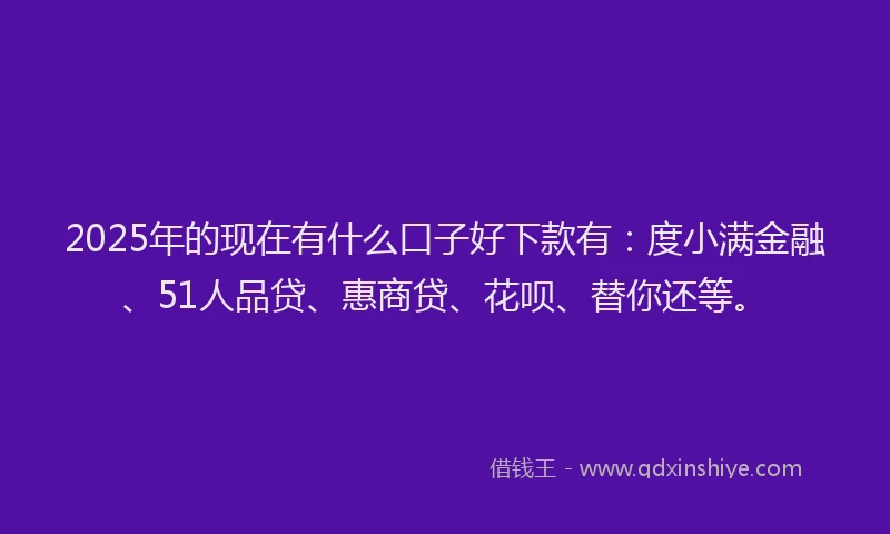 2025年的现在有什么口子好下款有：度小满金融、51人品贷、惠商贷、花呗、替你还等。