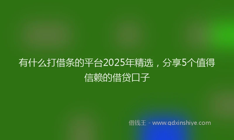有什么打借条的平台2025年精选，分享5个值得信赖的借贷口子
