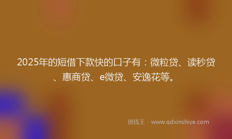 2025年的短借下款快的口子有：微粒贷、读秒贷、惠商贷、e微贷、安逸花等。