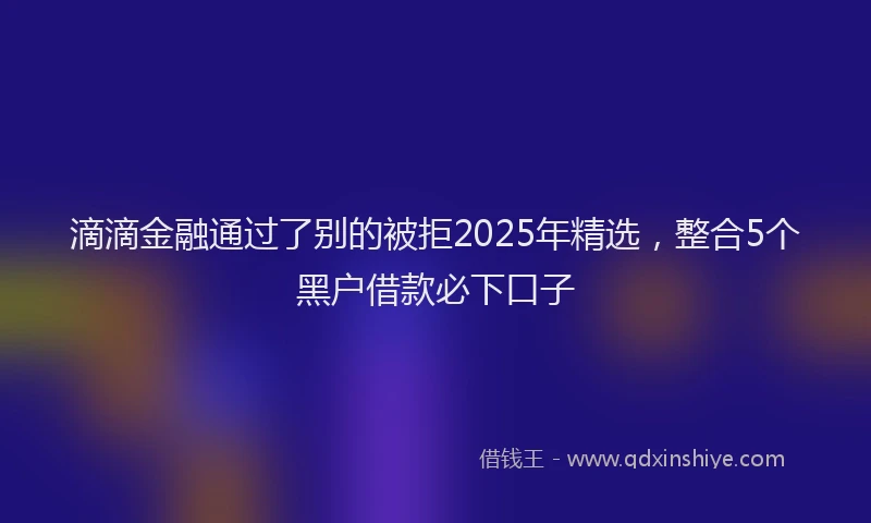 滴滴金融通过了别的被拒2025年精选，整合5个黑户借款必下口子