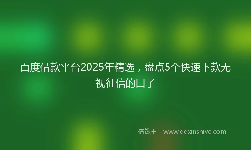百度借款平台2025年精选，盘点5个快速下款无视征信的口子