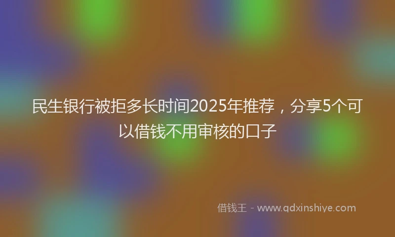 民生银行被拒多长时间2025年推荐，分享5个可以借钱不用审核的口子