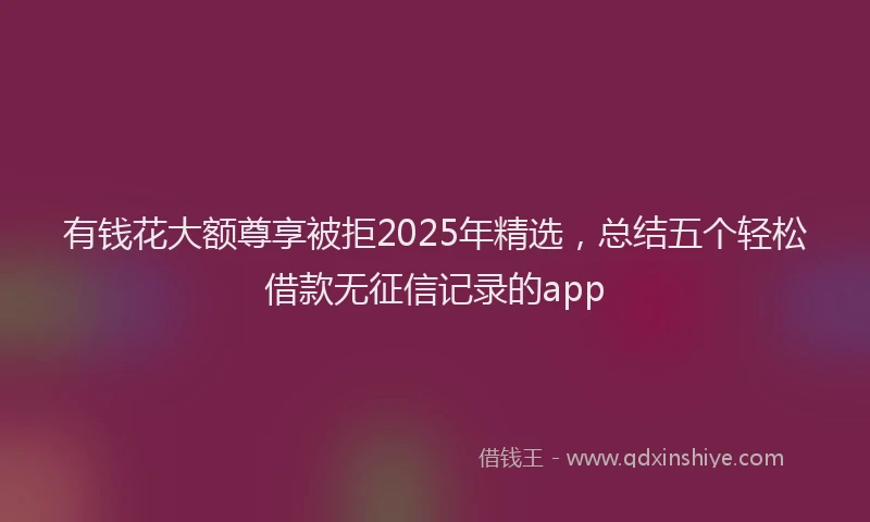 有钱花大额尊享被拒2025年精选，总结五个轻松借款无征信记录的app
