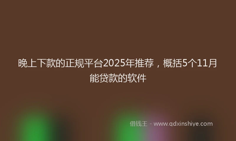 晚上下款的正规平台2025年推荐，概括5个11月能贷款的软件
