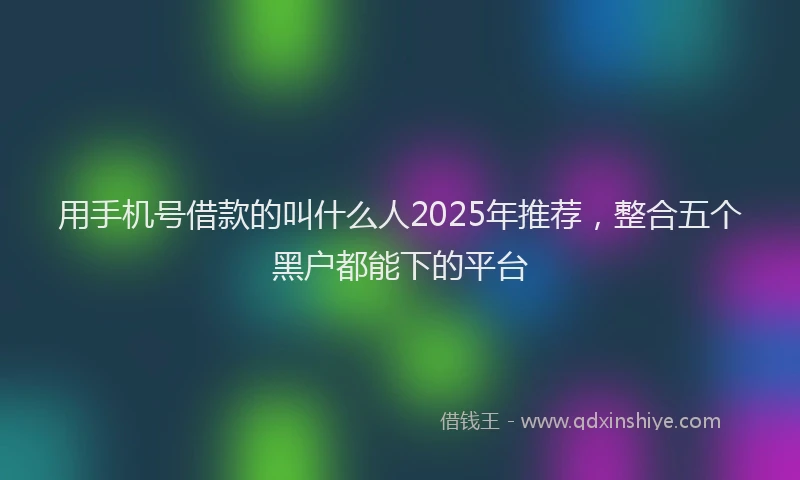 用手机号借款的叫什么人2025年推荐，整合五个黑户都能下的平台