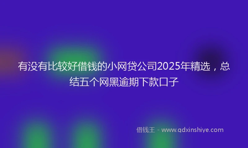 有没有比较好借钱的小网贷公司2025年精选，总结五个网黑逾期下款口子