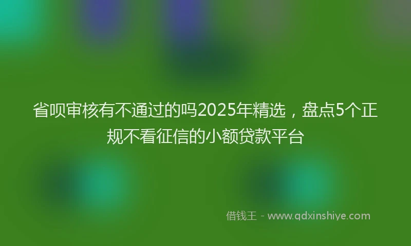 省呗审核有不通过的吗2025年精选，盘点5个正规不看征信的小额贷款平台