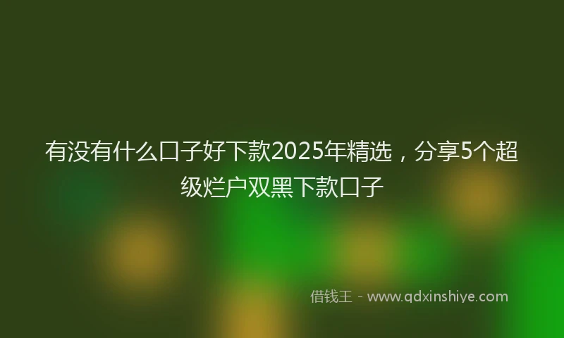 有没有什么口子好下款2025年精选，分享5个超级烂户双黑下款口子
