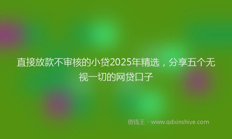 直接放款不审核的小贷2025年精选，分享五个无视一切的网贷口子