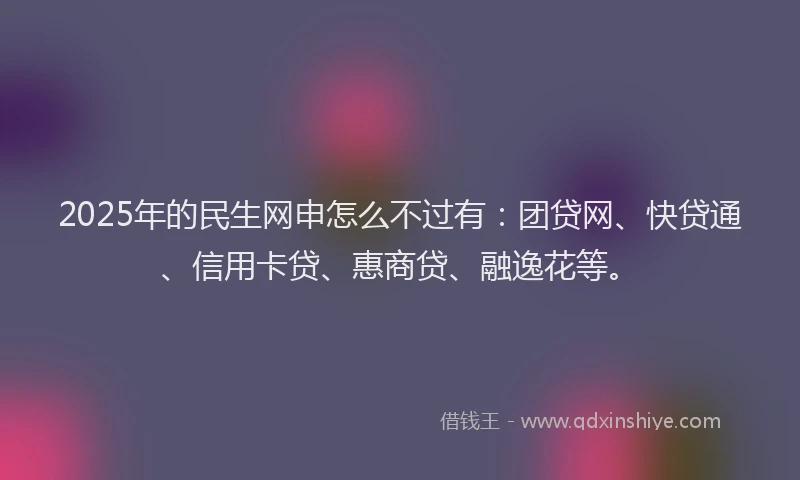 2025年的民生网申怎么不过有：团贷网、快贷通、信用卡贷、惠商贷、融逸花等。