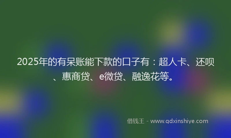 2025年的有呆账能下款的口子有：超人卡、还呗、惠商贷、e微贷、融逸花等。