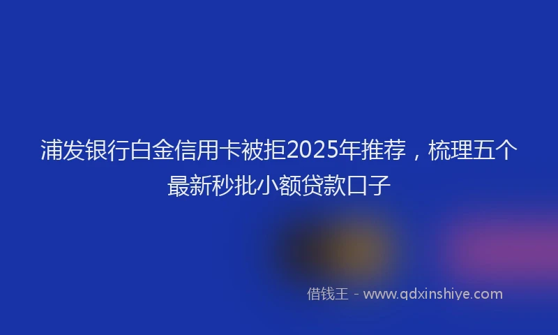浦发银行白金信用卡被拒2025年推荐，梳理五个最新秒批小额贷款口子