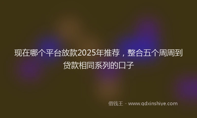 现在哪个平台放款2025年推荐，整合五个周周到贷款相同系列的口子