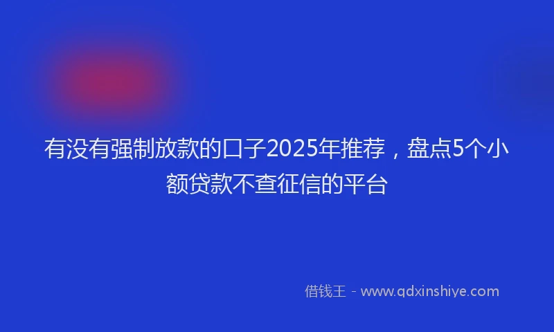 有没有强制放款的口子2025年推荐，盘点5个小额贷款不查征信的平台