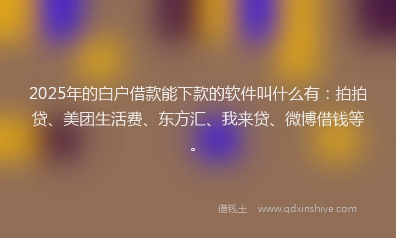 2025年的白户借款能下款的软件叫什么有：拍拍贷、美团生活费、东方汇、我来贷、微博借钱等。